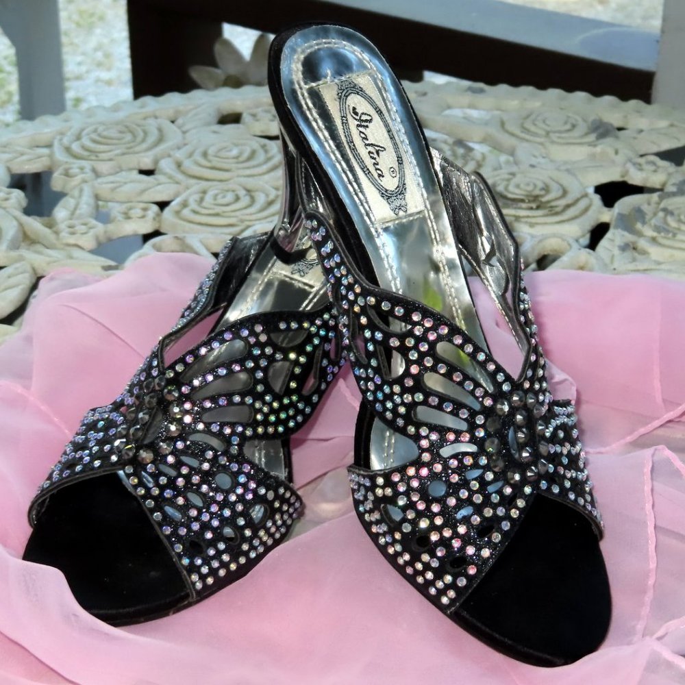 Slide In Heels • Open Toe • Open Back • Rhinestones! - Picture 3 of 7